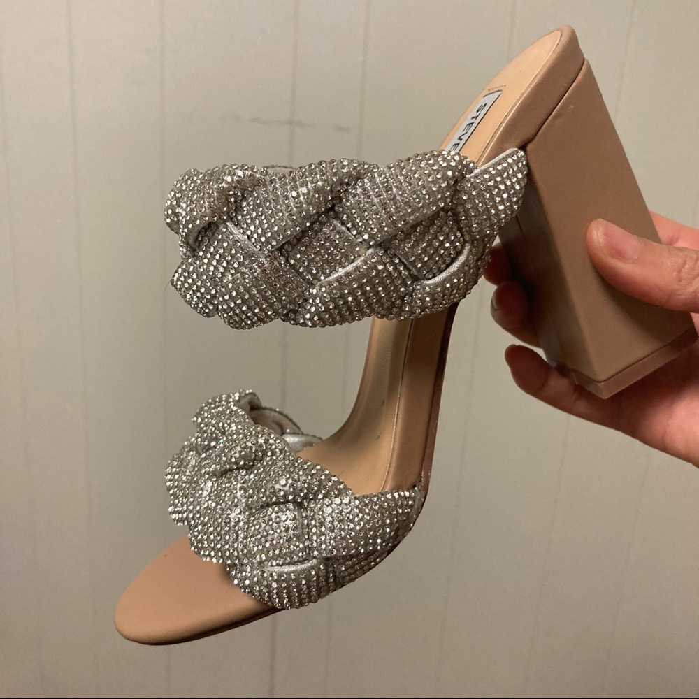 Steve Madden Rhinestone Braided Block Sandals - Picture 2 of 15